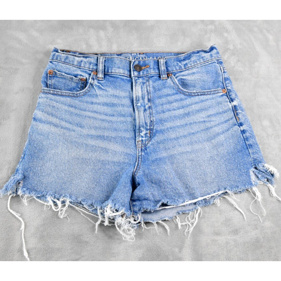 American Eagle Outfitters Pants - American Eagle Highest Rise 90s Boyfriend Shorts 8 Raw Hem Blue Denim